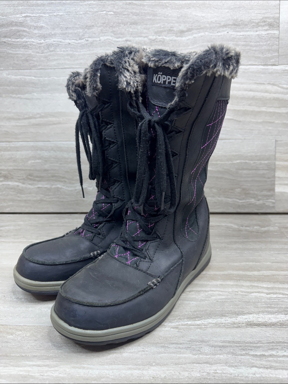 Koppen Brisen Insulted Winter Lace-Up Leather Boots Womens Size 7.5